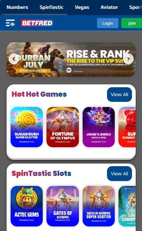 Betfred mobile view