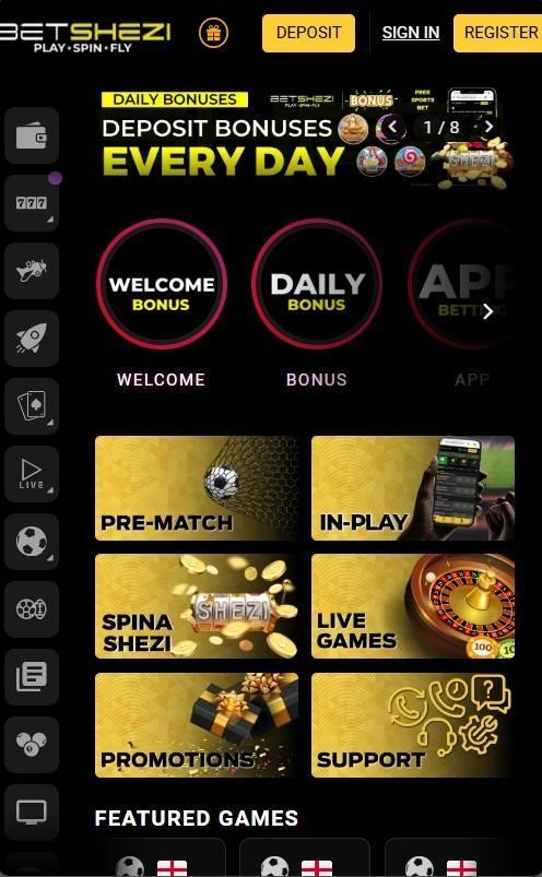 Betshezi mobile view