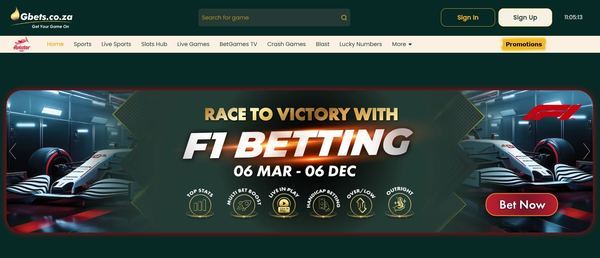 Gbets desktop view
