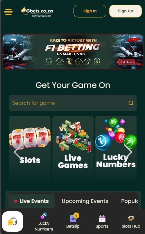 Gbets mobile view
