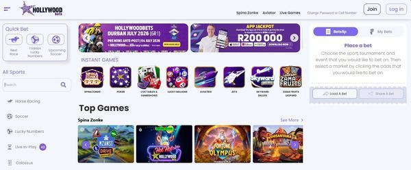 Hollywoodbets desktop view