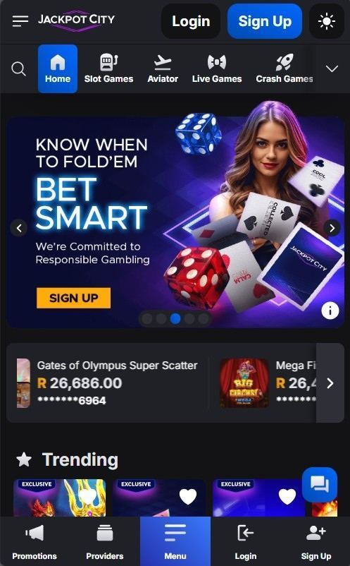 Jackpot City mobile view