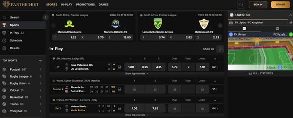 Pantherbet desktop view