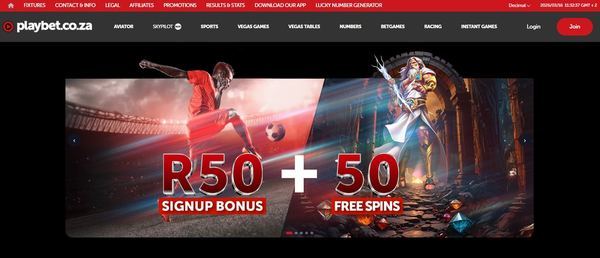 Playbet.co.za desktop view