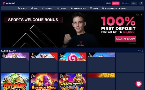 Pokerbet desktop view