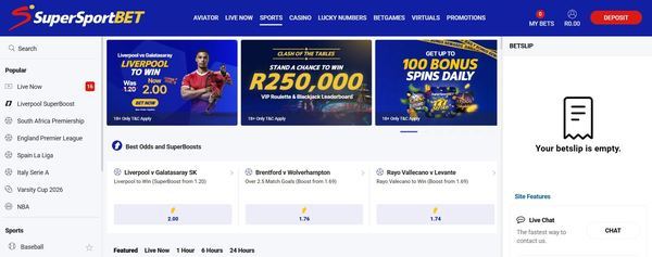 Supersportbet desktop view