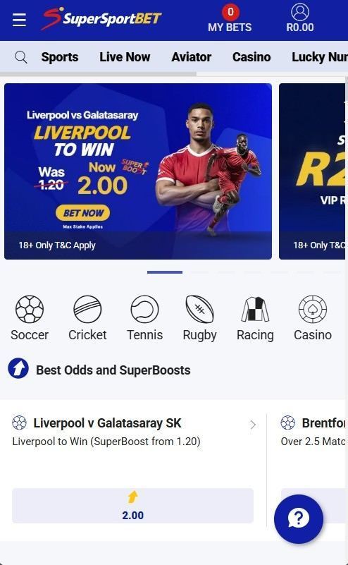Supersportbet mobile view