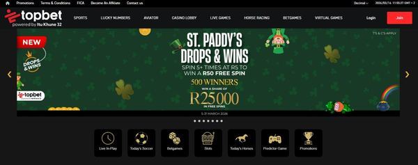 Topbet desktop view